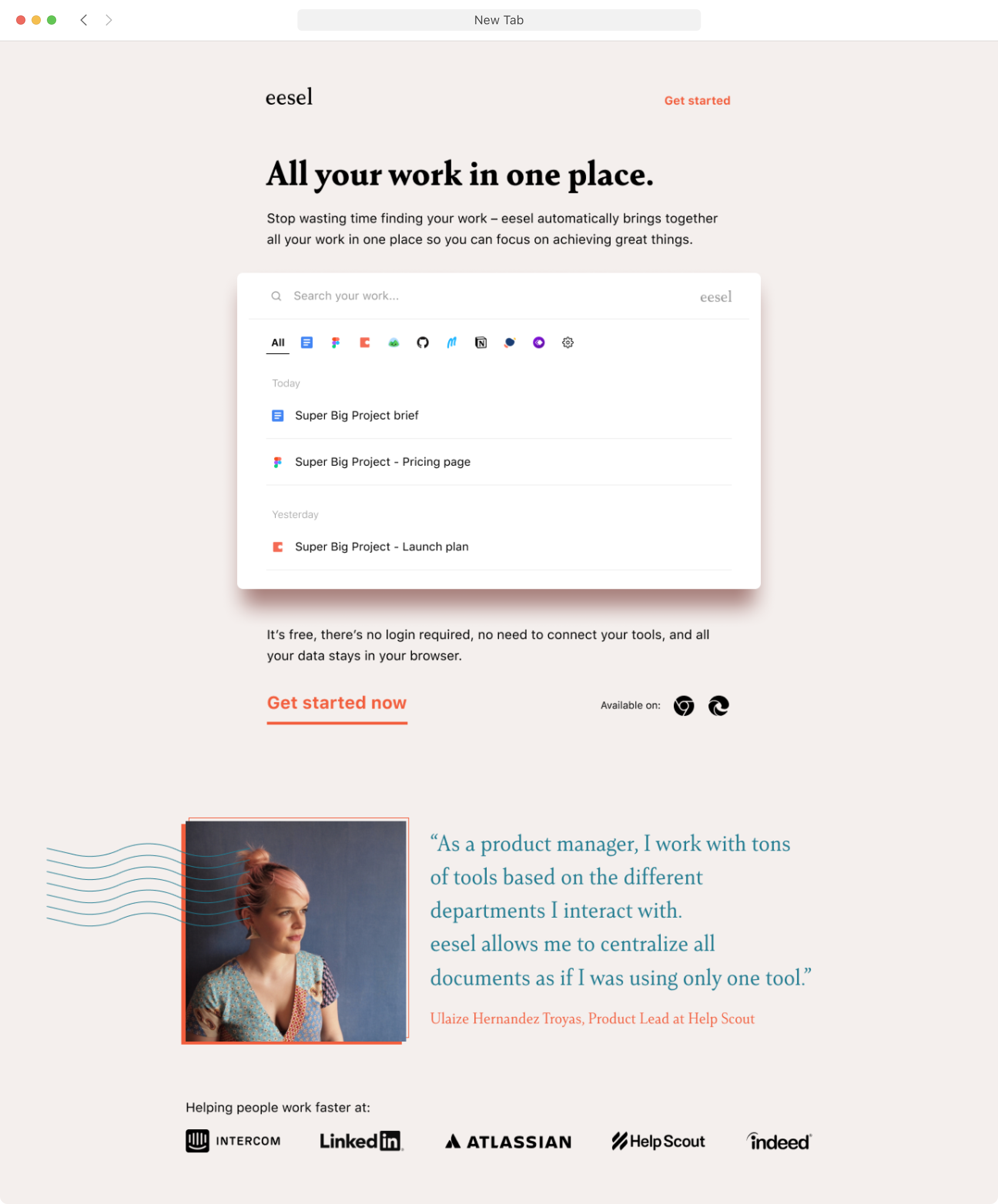 eesel's first landing page