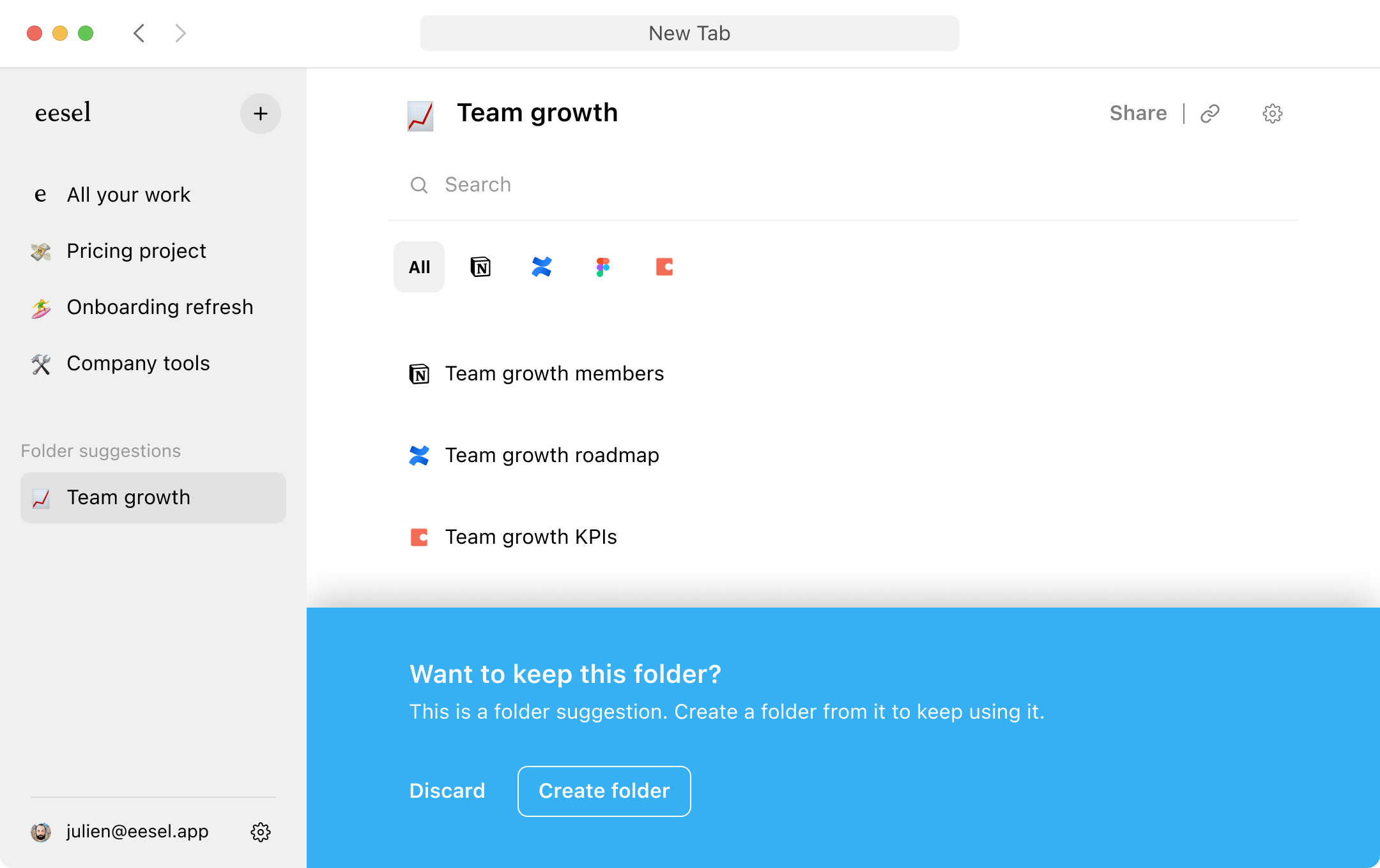eesel automatically suggests new Folders