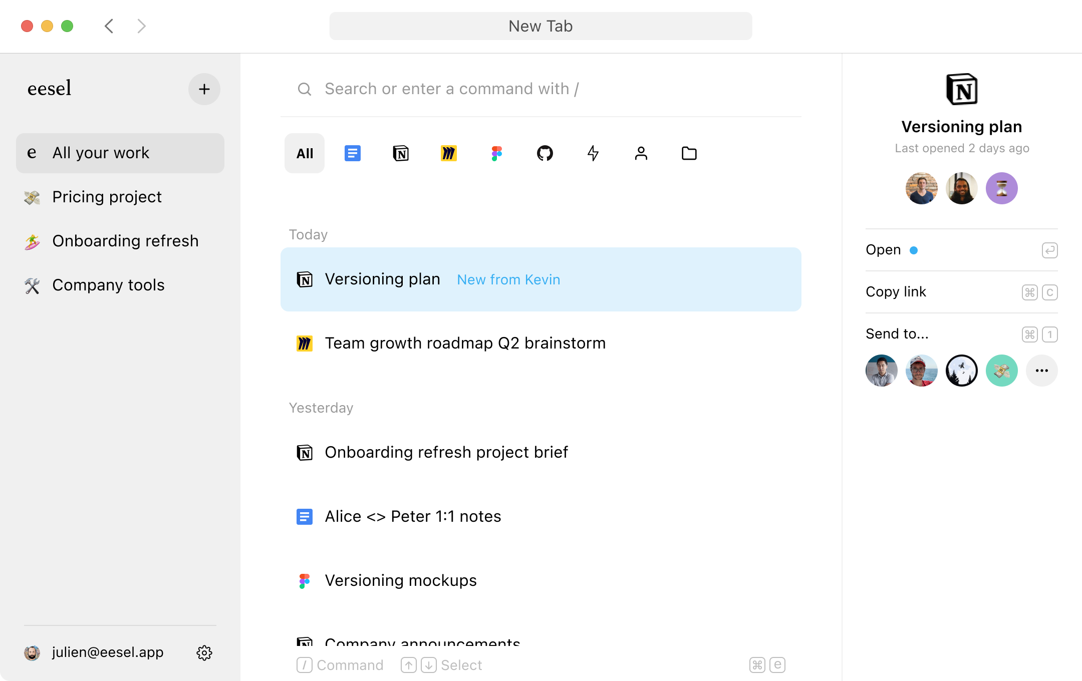 Building the new tab for work
