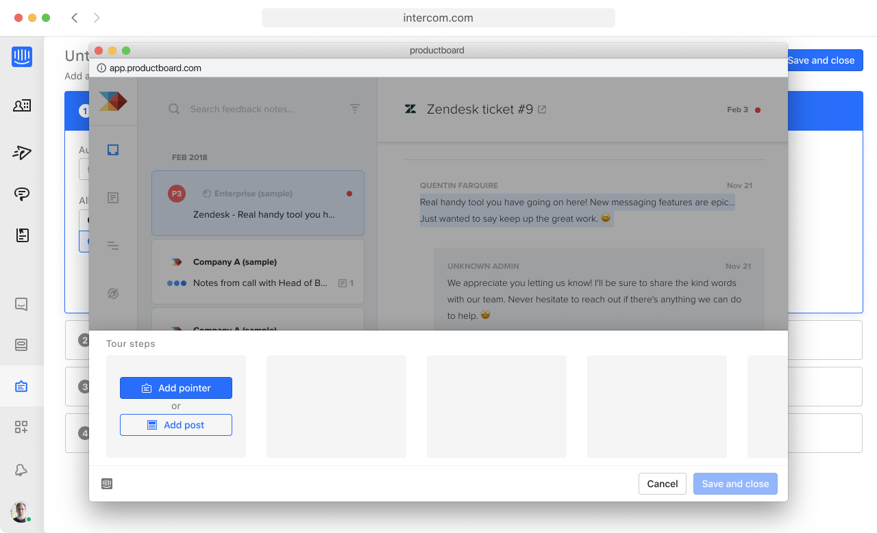 The UI to add steps before the changes